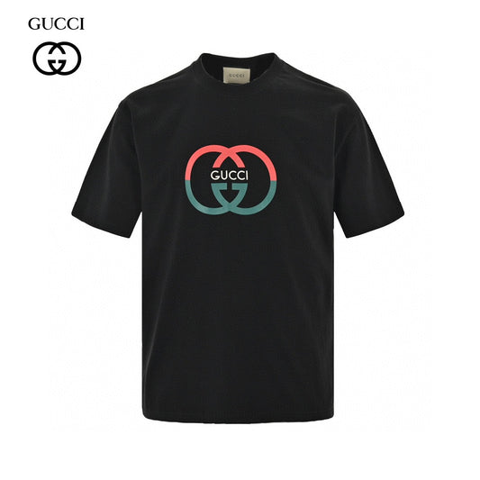 T-shirt noir Gucci à motif GG entrelacé