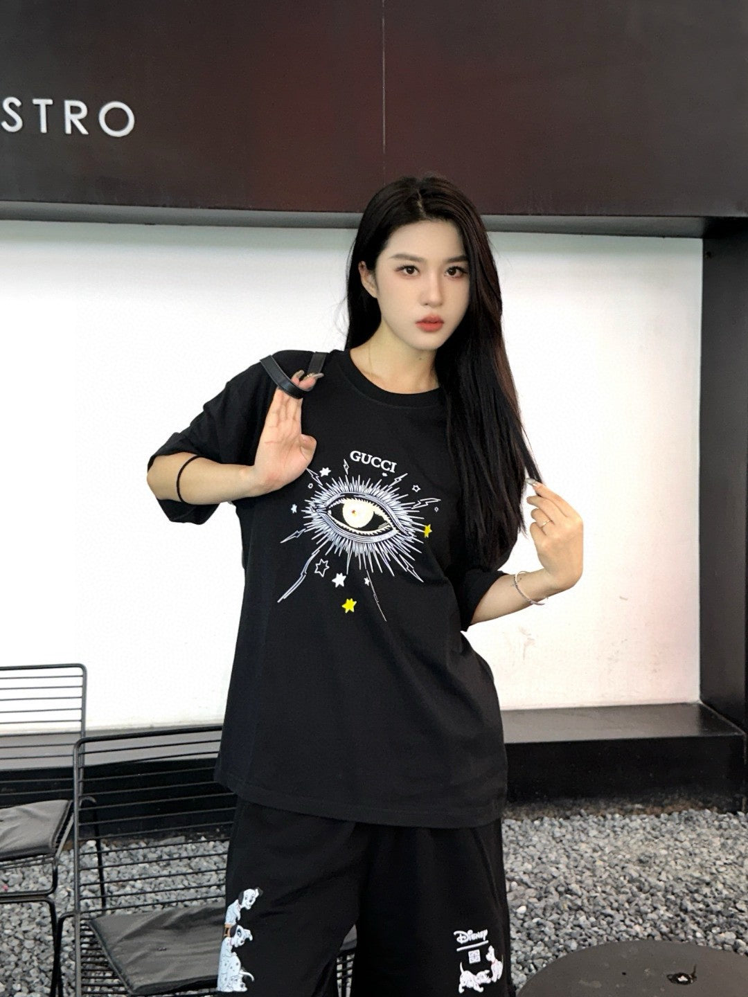 T-shirt noir Gucci à motif œil mystique