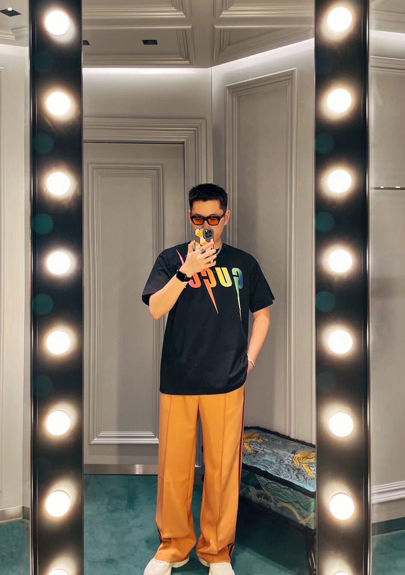 T-shirt Gucci Rainbow Lightning (noir)