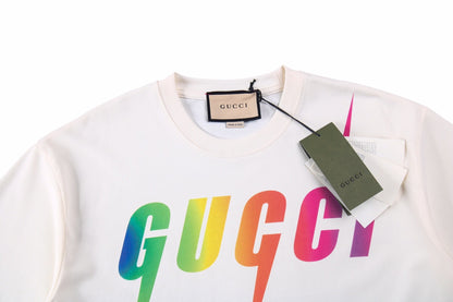 T-shirt Gucci Rainbow Lightning (blanc)