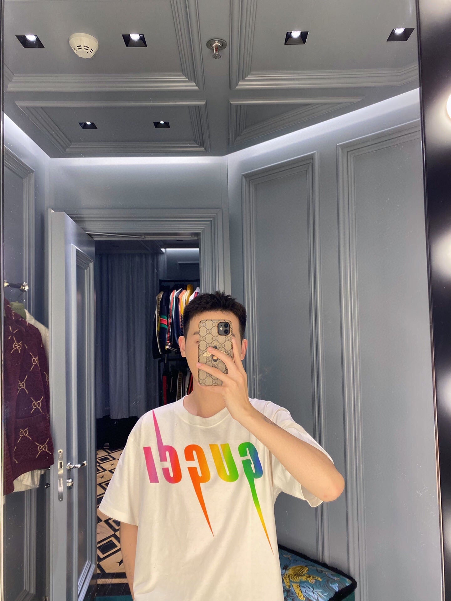 T-shirt Gucci Rainbow Lightning (blanc)