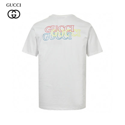 T-shirt blanc Gucci avec écusson logo vertical bleu