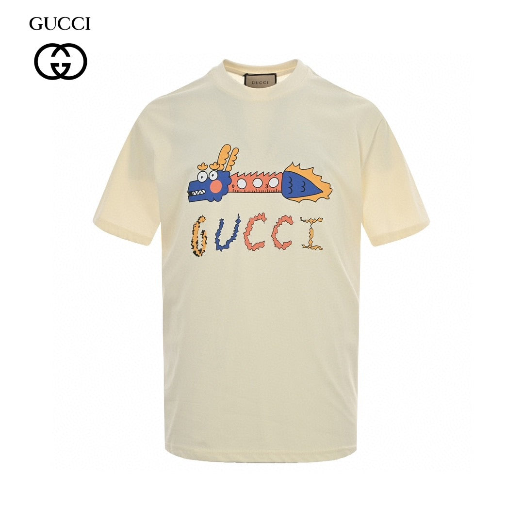 T-shirt blanc Gucci à motif dragon