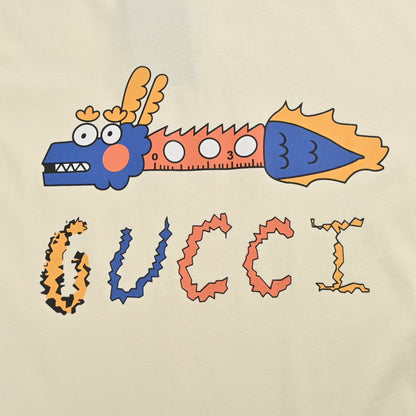 T-shirt blanc Gucci à motif dragon