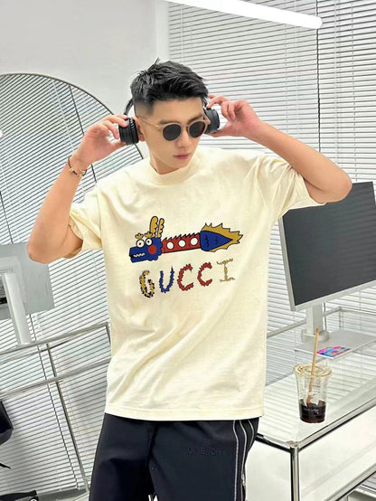 T-shirt blanc Gucci à motif dragon