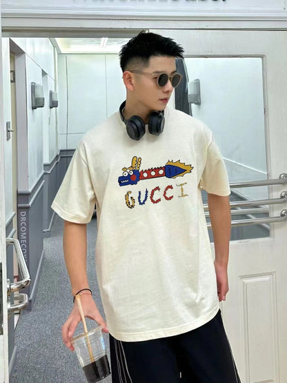 T-shirt blanc Gucci à motif dragon