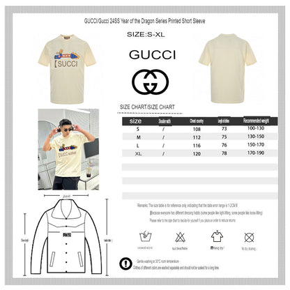 T-shirt blanc Gucci à motif dragon