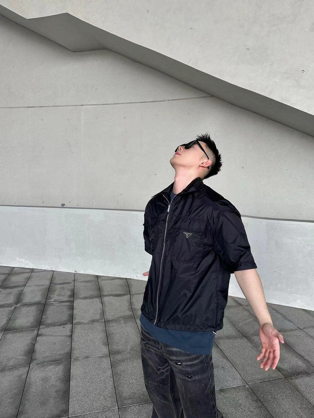 Veste Prada noire à manches courtes