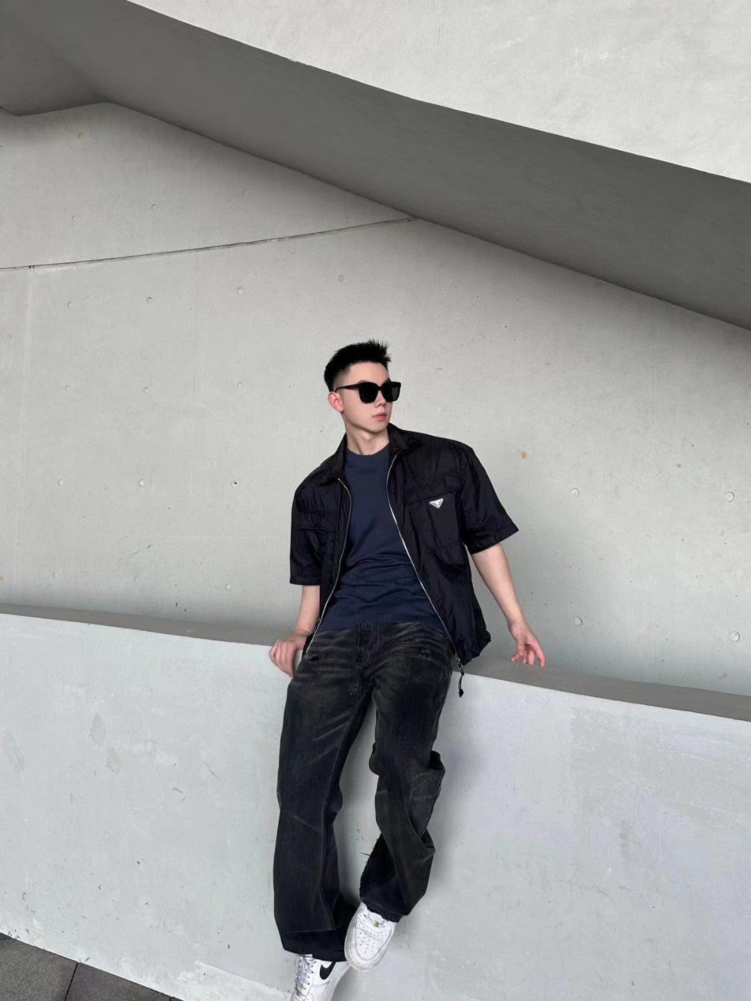 Veste Prada noire à manches courtes