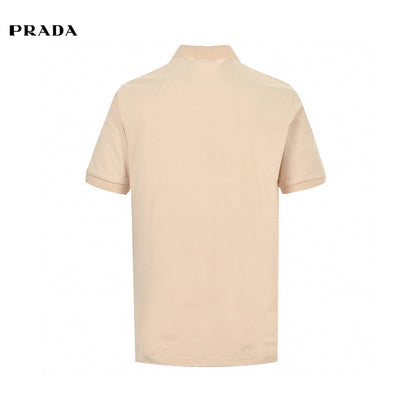 Polo beige à écusson logo Prada
