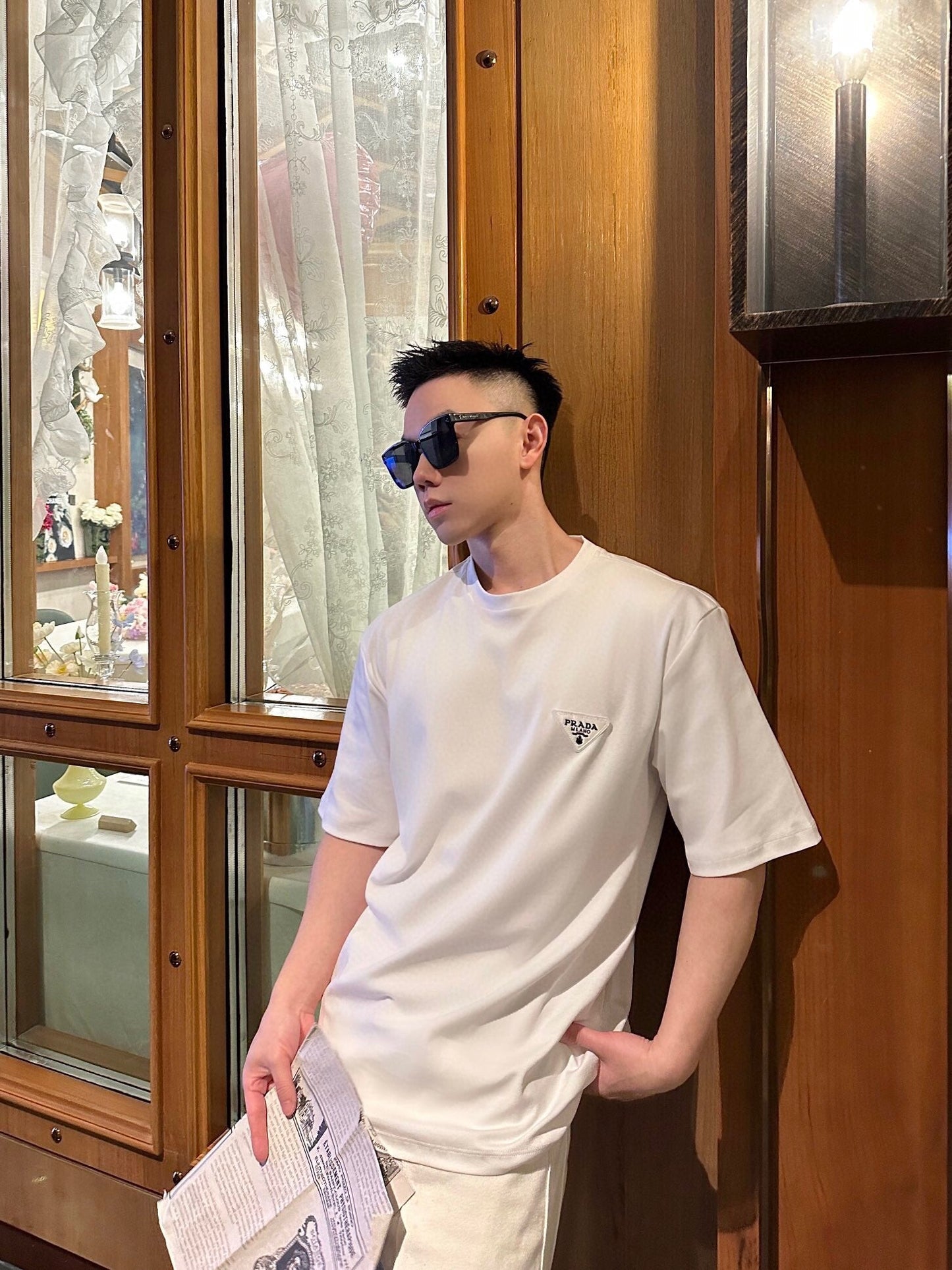 T-shirt à logo Prada (blanc)