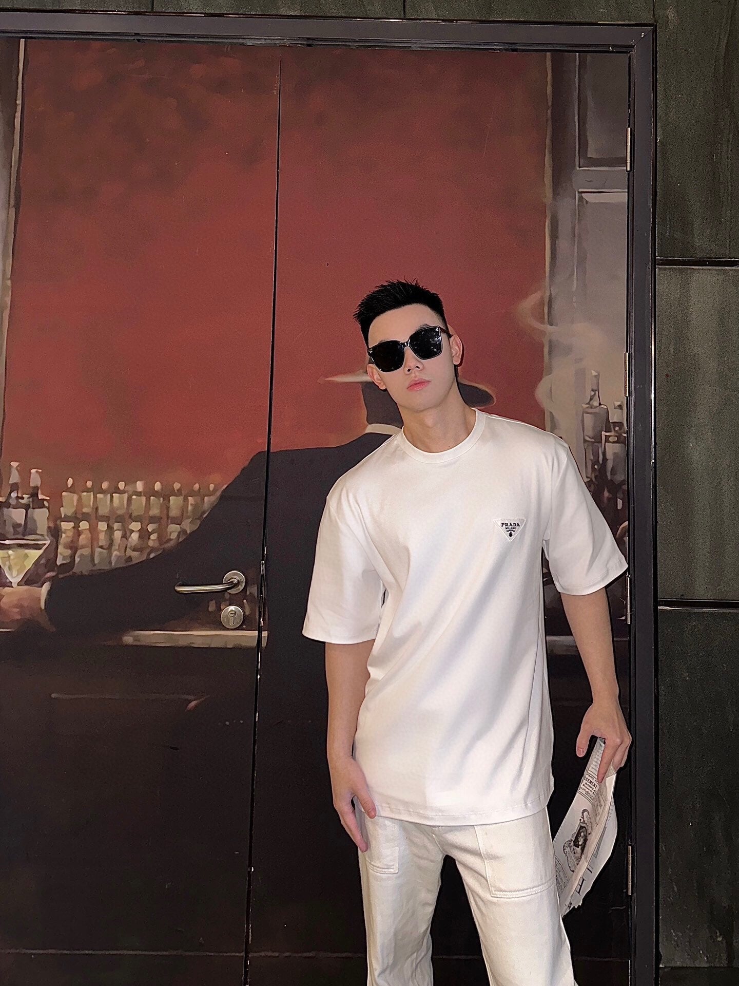 T-shirt à logo Prada (blanc)