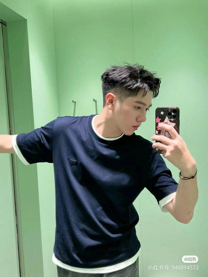 T-shirt Prada bleu marine double couche