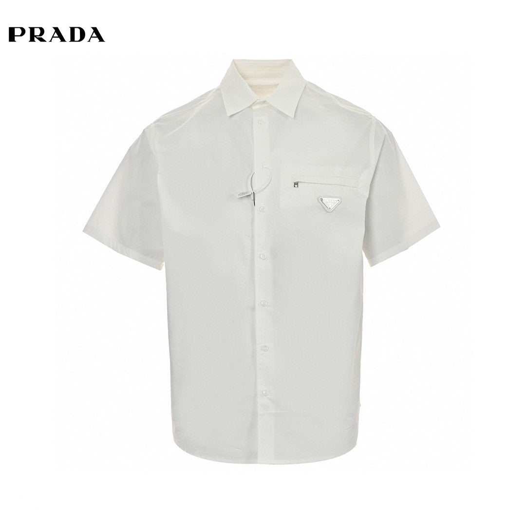 Chemise Prada à manches courtes boutonnée (blanche)