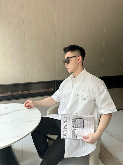 Chemise Prada à manches courtes boutonnée (blanche)