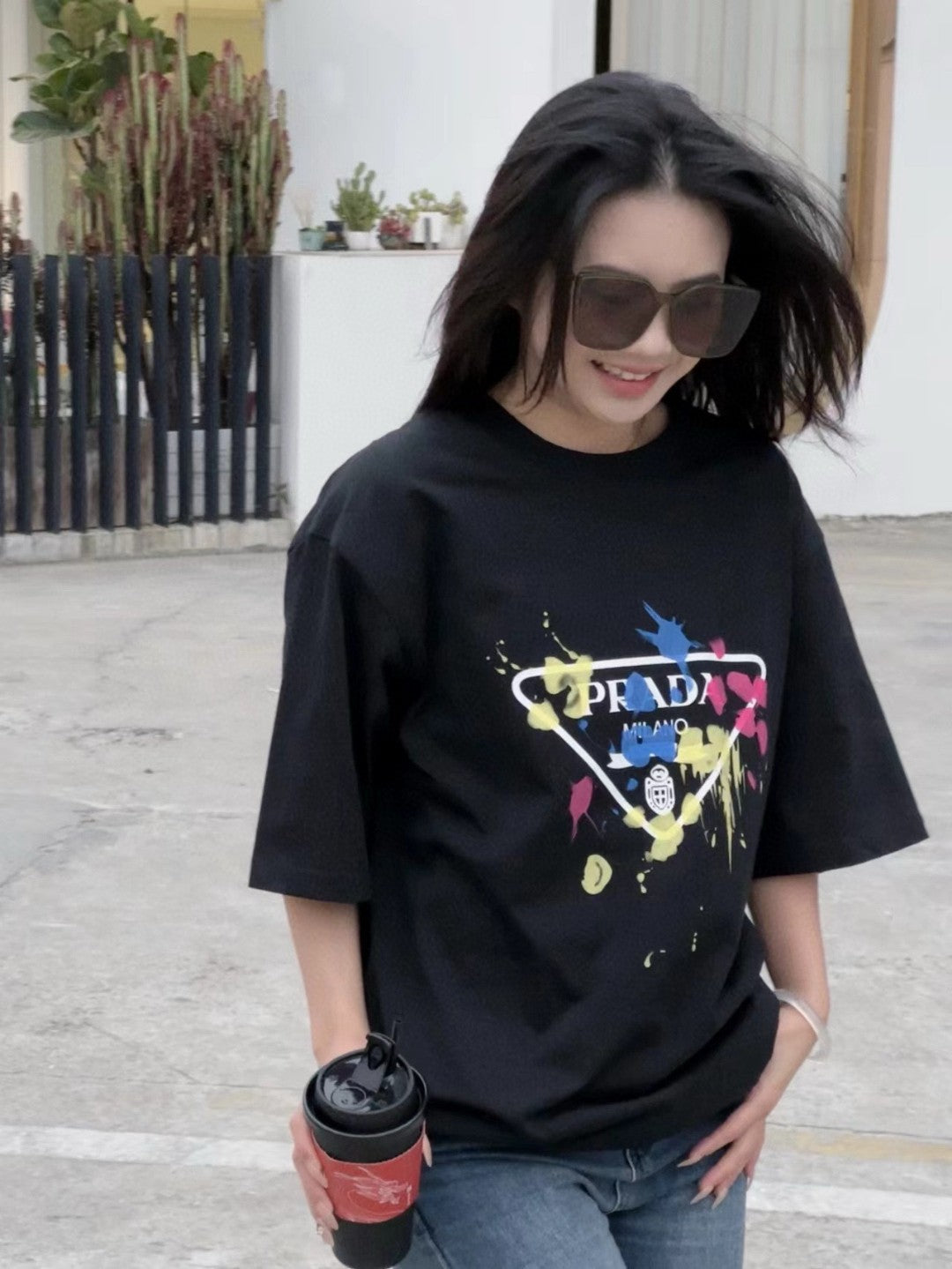 T-shirt Prada - Logo éclaboussures de peinture