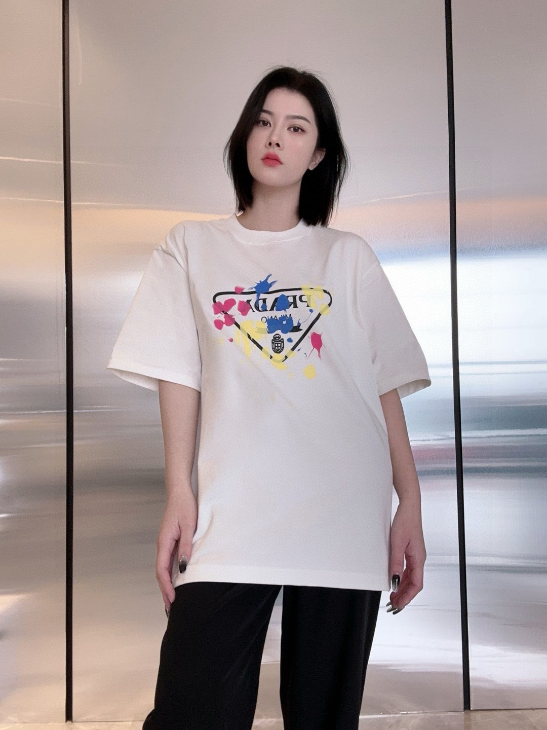 T-shirt Prada - Logo éclaboussures de peinture