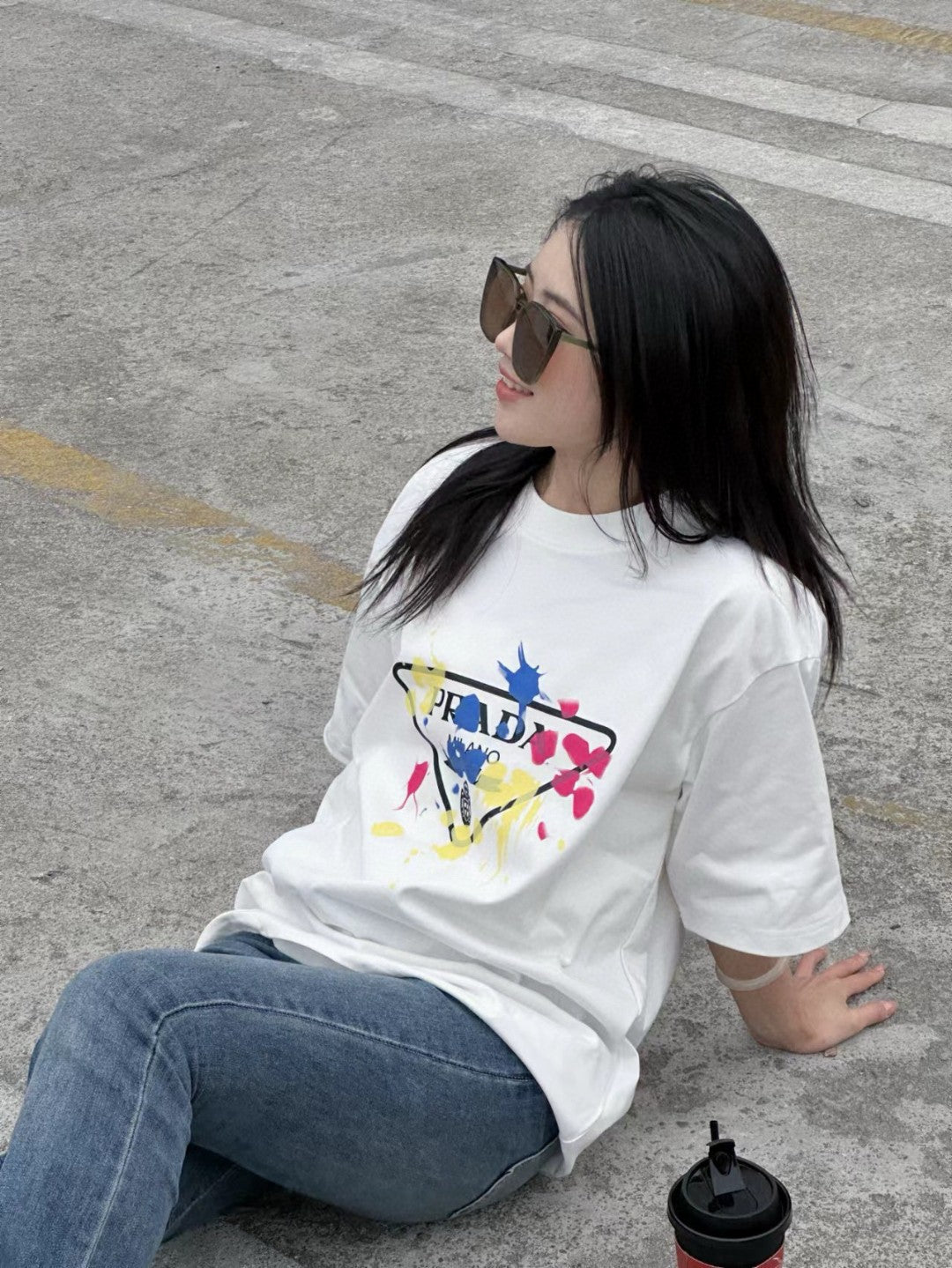 T-shirt Prada - Logo éclaboussures de peinture