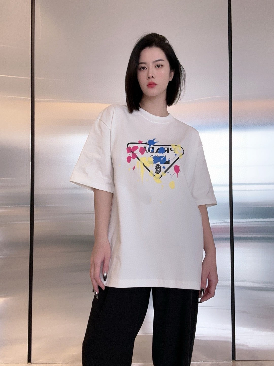T-shirt Prada - Logo éclaboussures de peinture