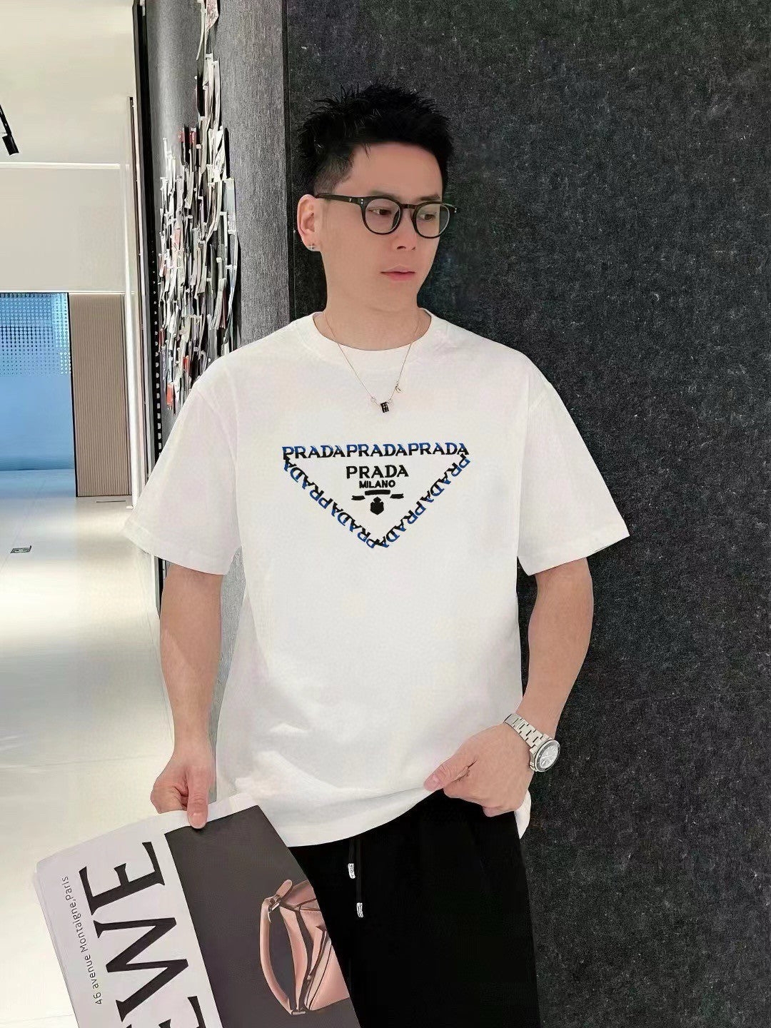T-shirt blanc Prada avec logo