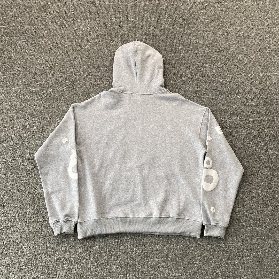 SP5DER BELUGA SWEAT À CAPUCHE GRIS CHINÉ 