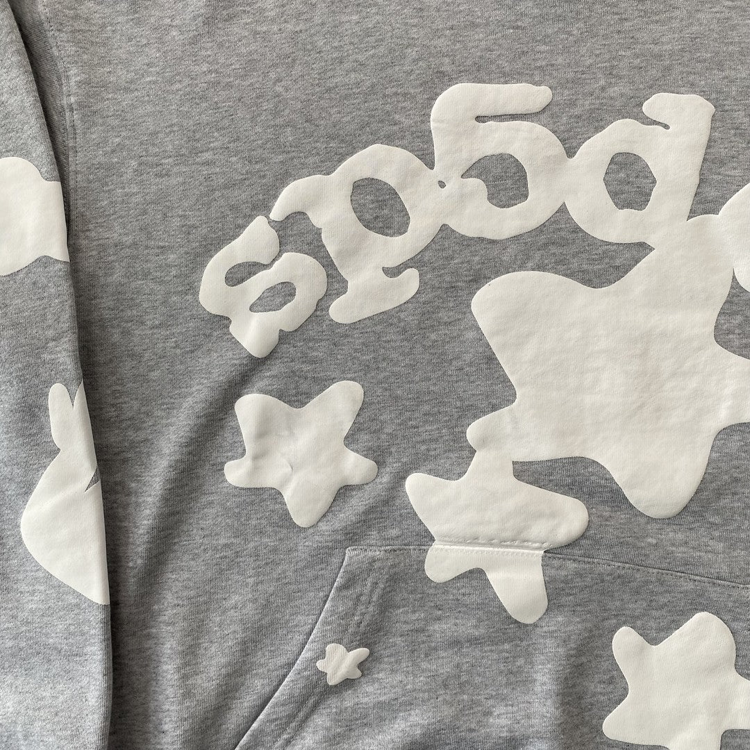 SP5DER BELUGA SWEAT À CAPUCHE GRIS CHINÉ 