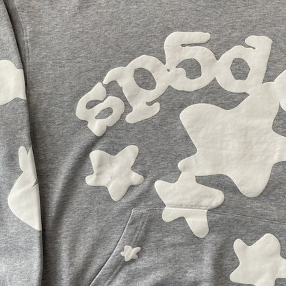 SP5DER BELUGA SWEAT À CAPUCHE GRIS CHINÉ 