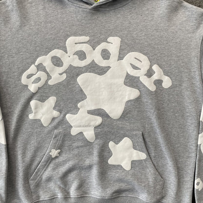 SP5DER BELUGA SWEAT À CAPUCHE GRIS CHINÉ 