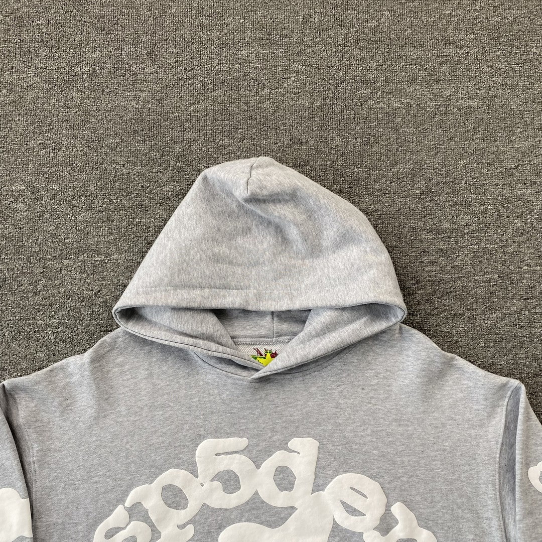SP5DER BELUGA SWEAT À CAPUCHE GRIS CHINÉ 