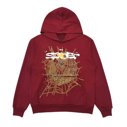 SWEAT À CAPUCHE AVEC LOGO SP5DER MARRON