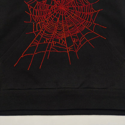 SP5DER OG SWEAT À CAPUCHE AVEC LOGO STRASS NOIR