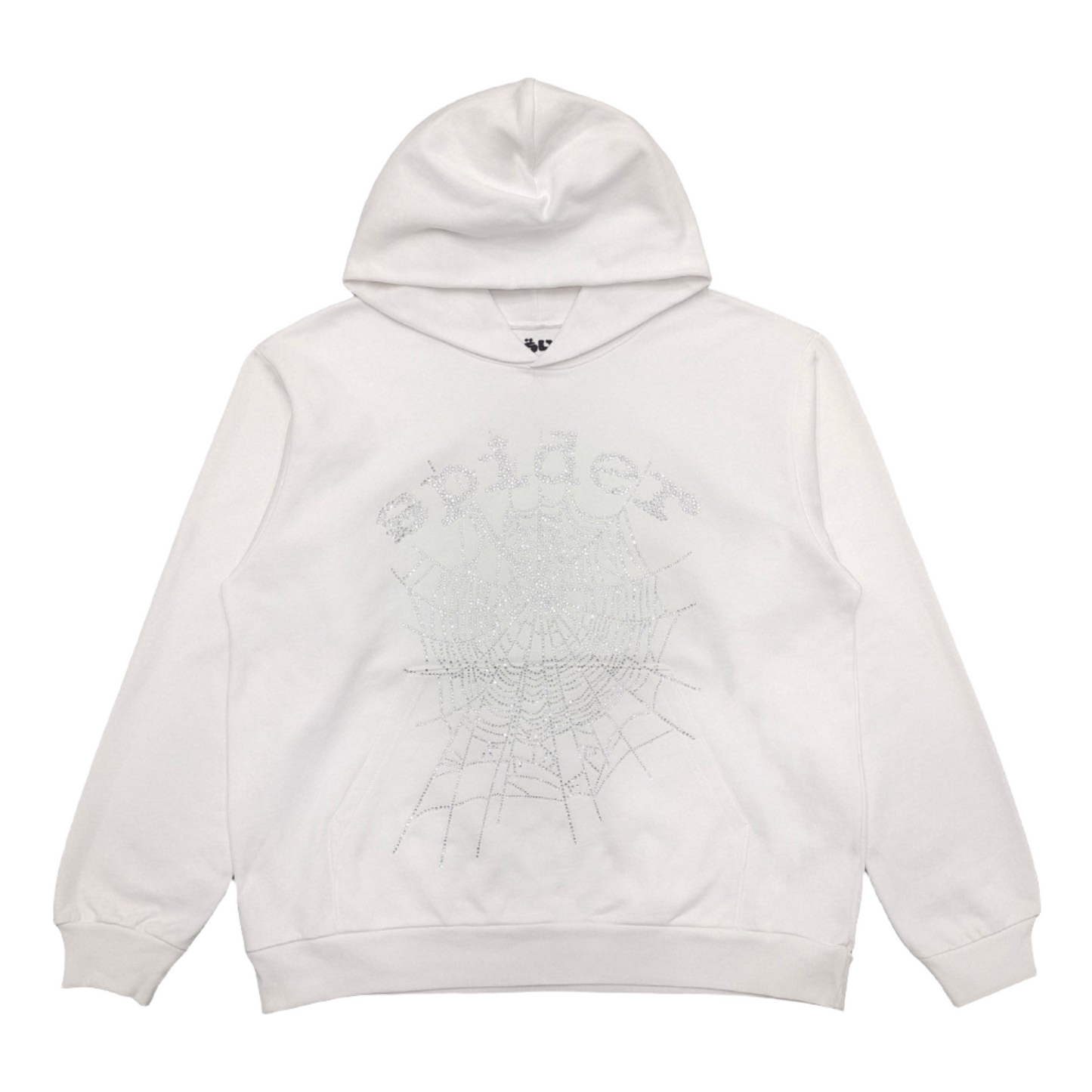 SP5DER OG SWEAT À CAPUCHE AVEC LOGO STRASS BLANC