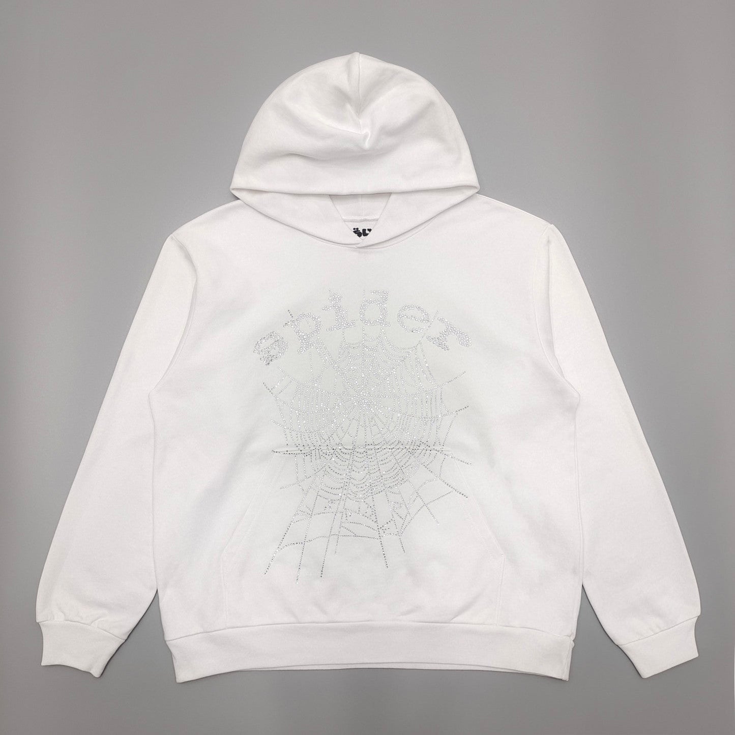 SP5DER OG SWEAT À CAPUCHE AVEC LOGO STRASS BLANC