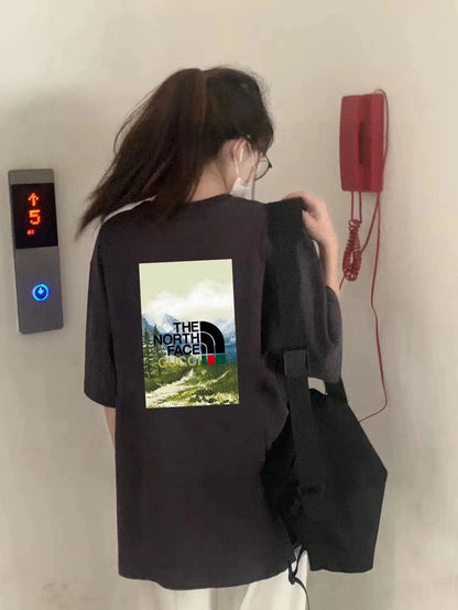 T-shirt The North Face x Gucci à imprimé nature (noir)