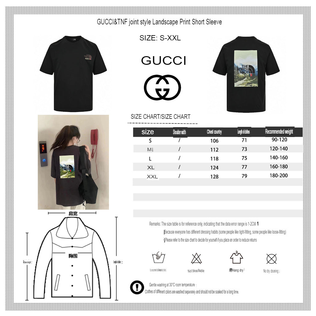 T-shirt The North Face x Gucci à imprimé nature (noir)