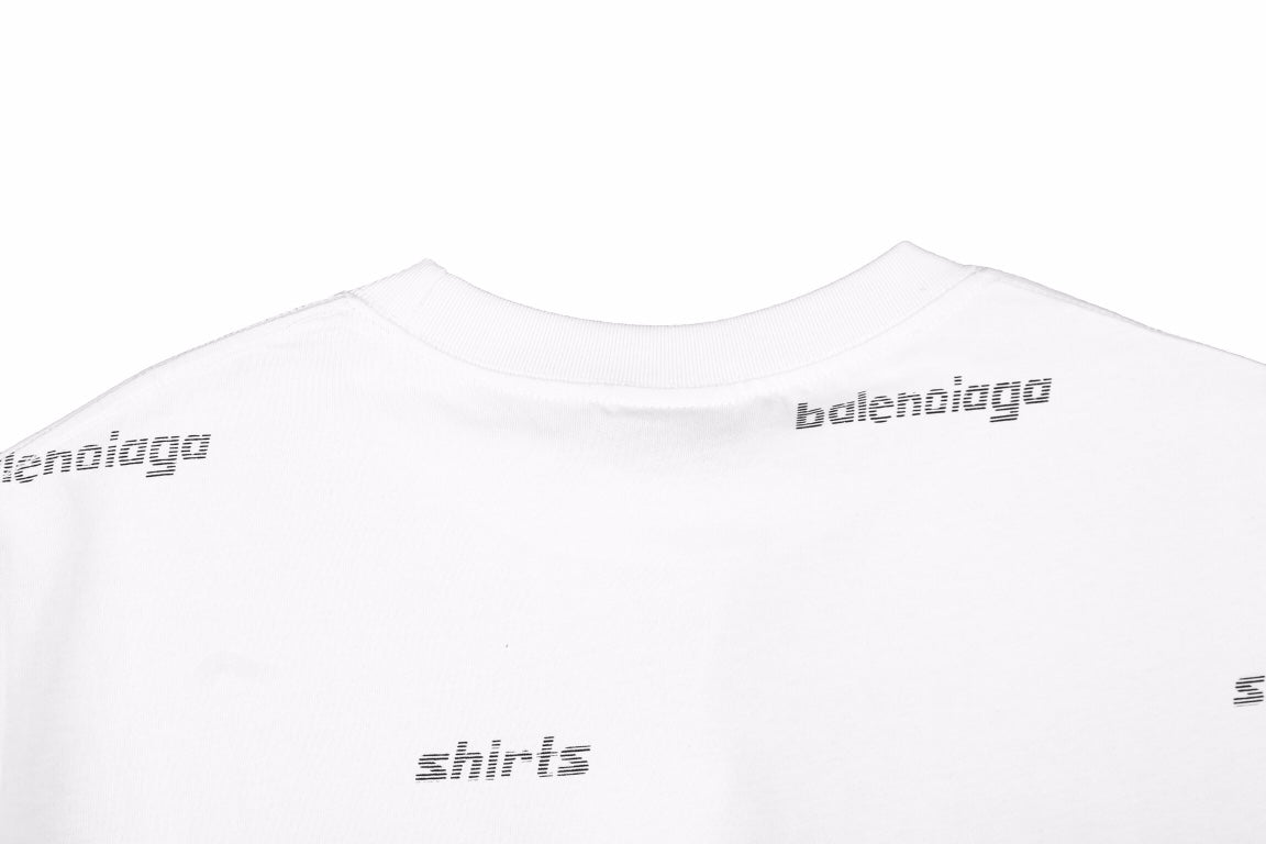 T-shirt Balenciaga à logo imprimé intégral - Blanc