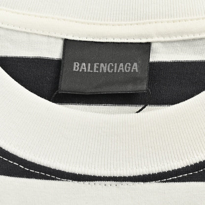 T-shirt rayé noir et blanc Balenciaga