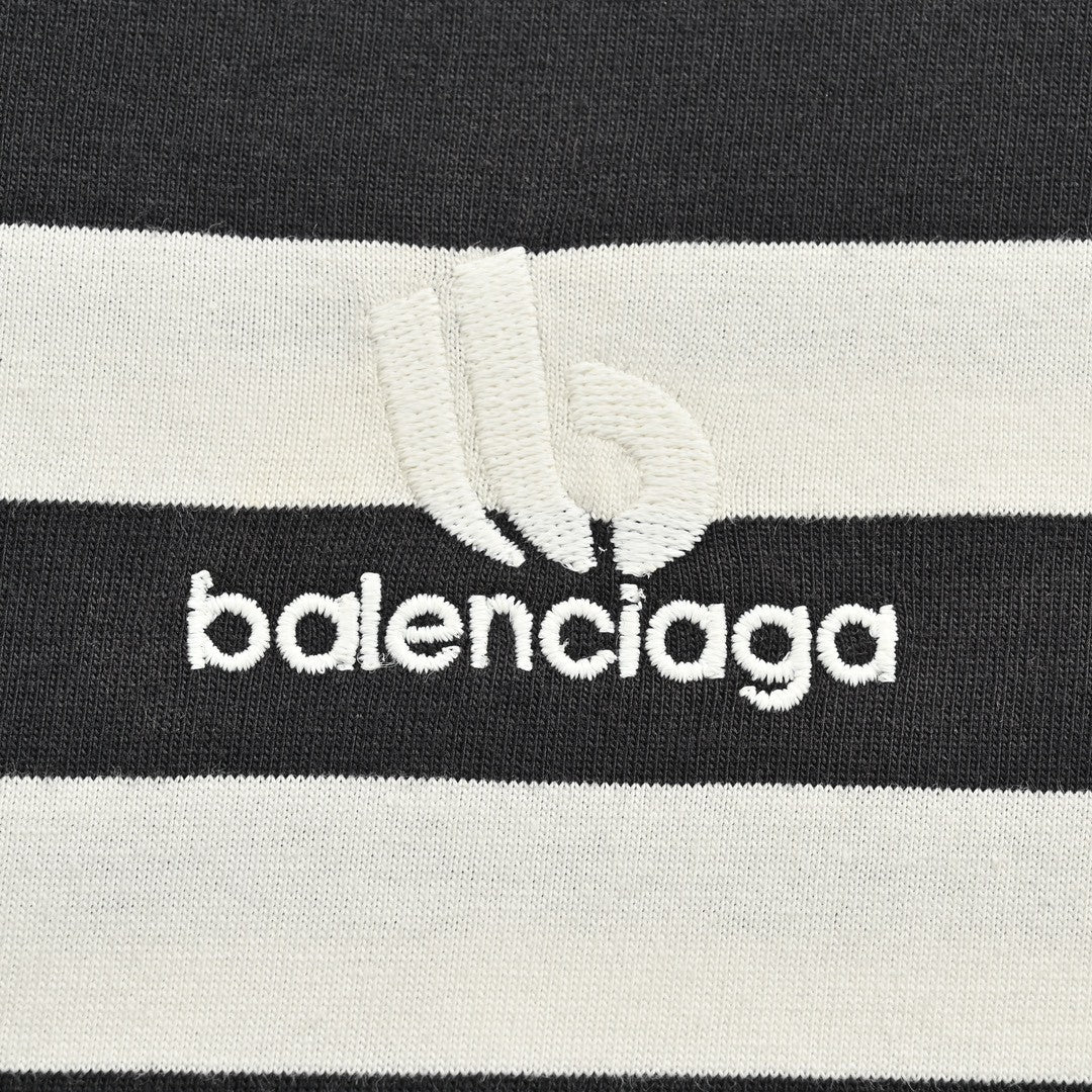 T-shirt rayé noir et blanc Balenciaga