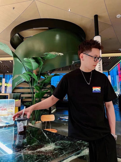 T-shirt noir Balenciaga à motif montagne