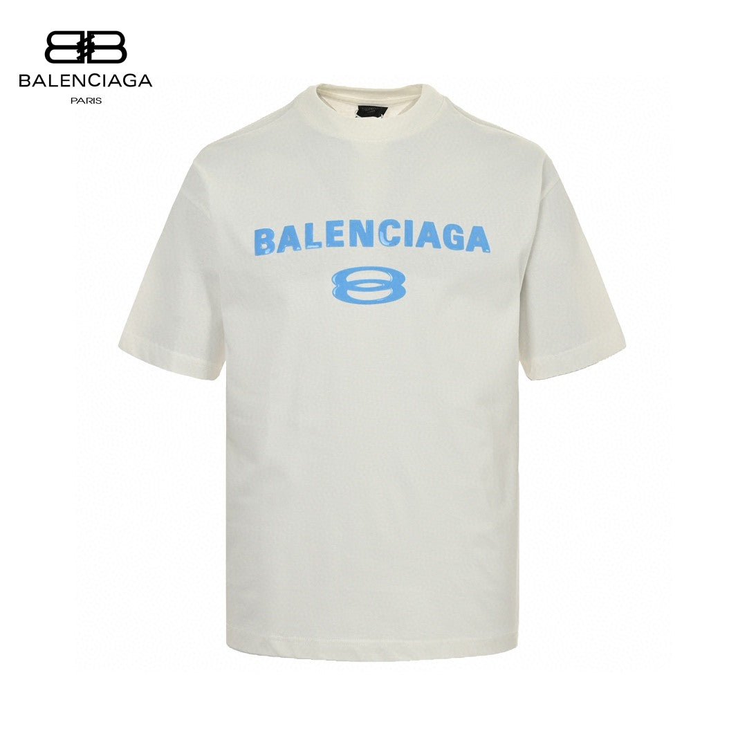 T-shirt Balenciaga à logo bleu (blanc)