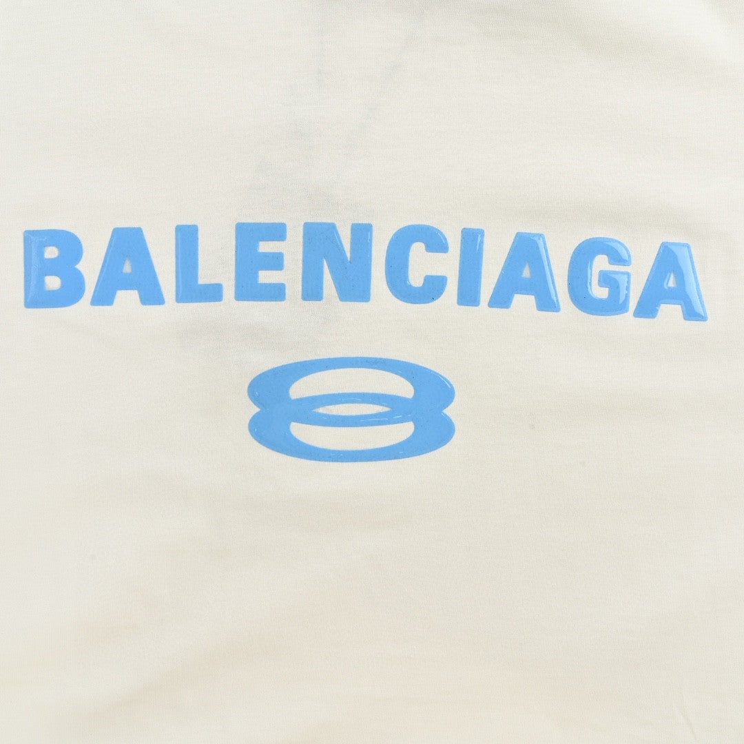 T-shirt Balenciaga à logo bleu (blanc)