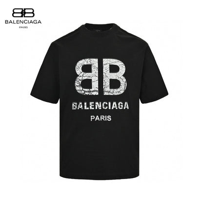 T-shirt Balenciaga à logo « BB » craquelé (noir)