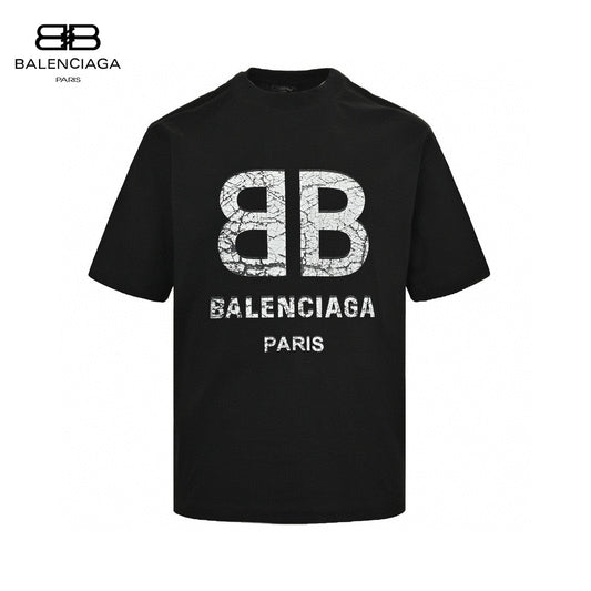 T-shirt Balenciaga à logo « BB » craquelé (noir)