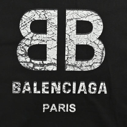 T-shirt Balenciaga à logo « BB » craquelé (noir)