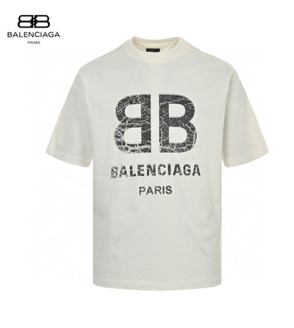 T-shirt Balenciaga à logo « BB » craquelé (blanc)