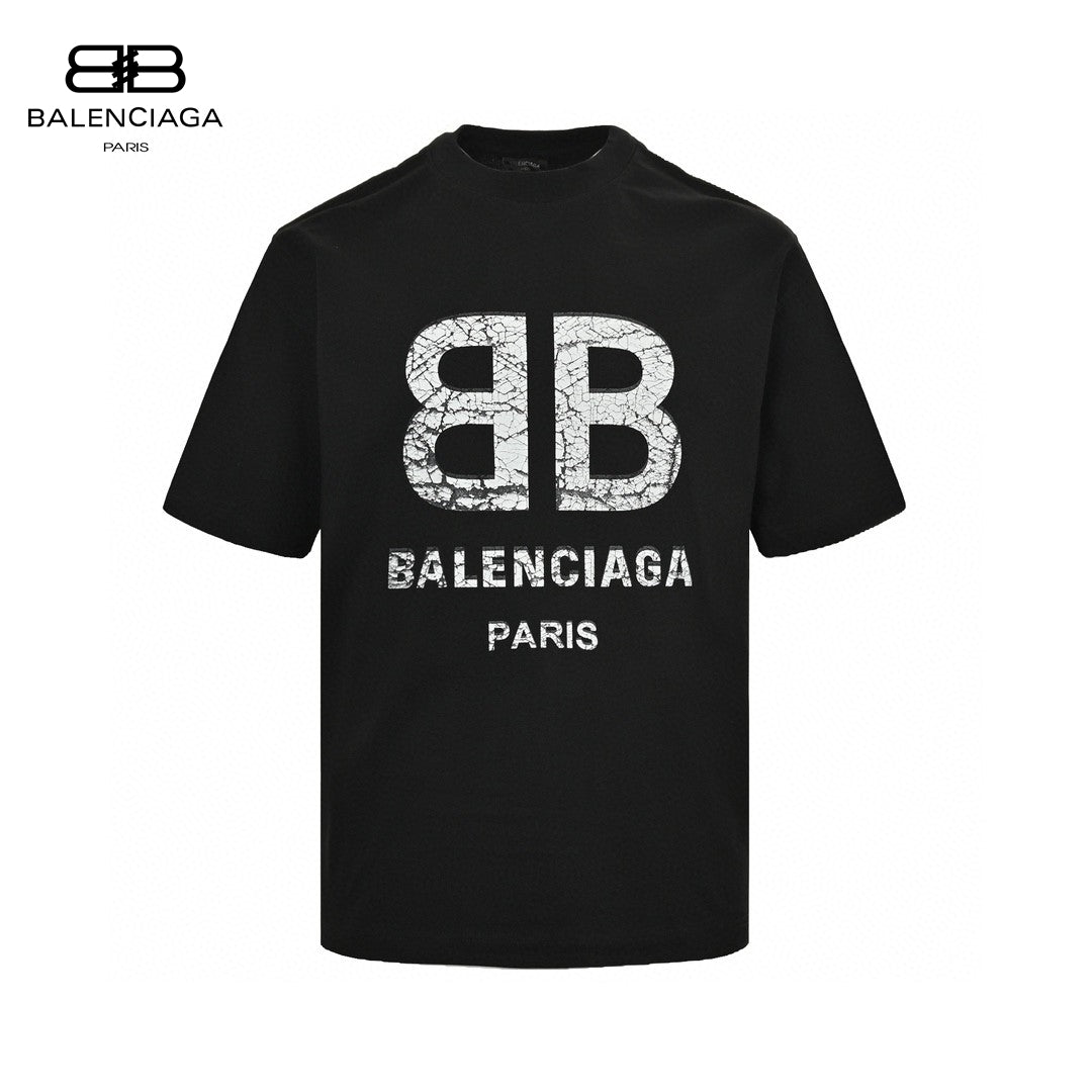 T-shirt Balenciaga à logo craquelé (noir)