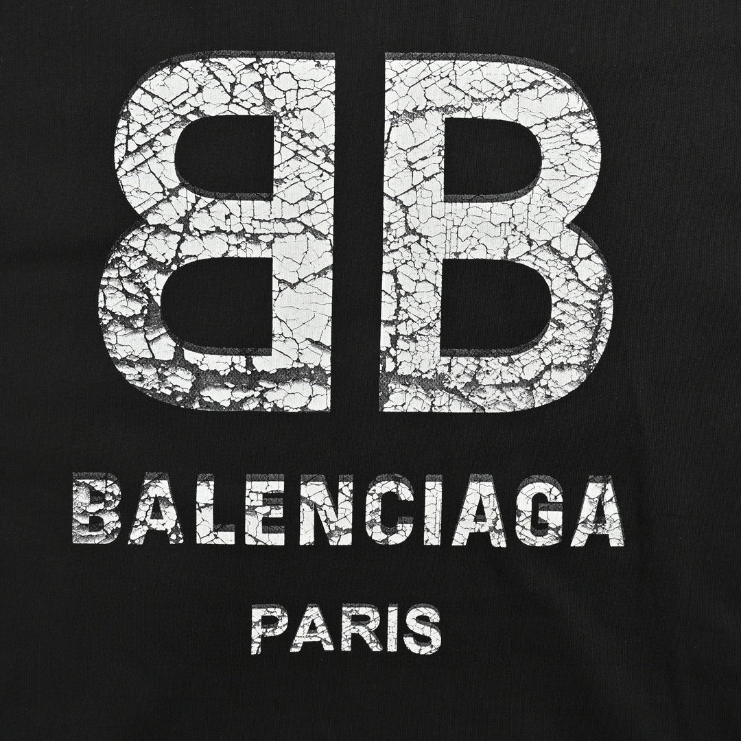 T-shirt Balenciaga à logo craquelé (noir)