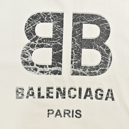 T-shirt Balenciaga à logo craquelé (blanc)