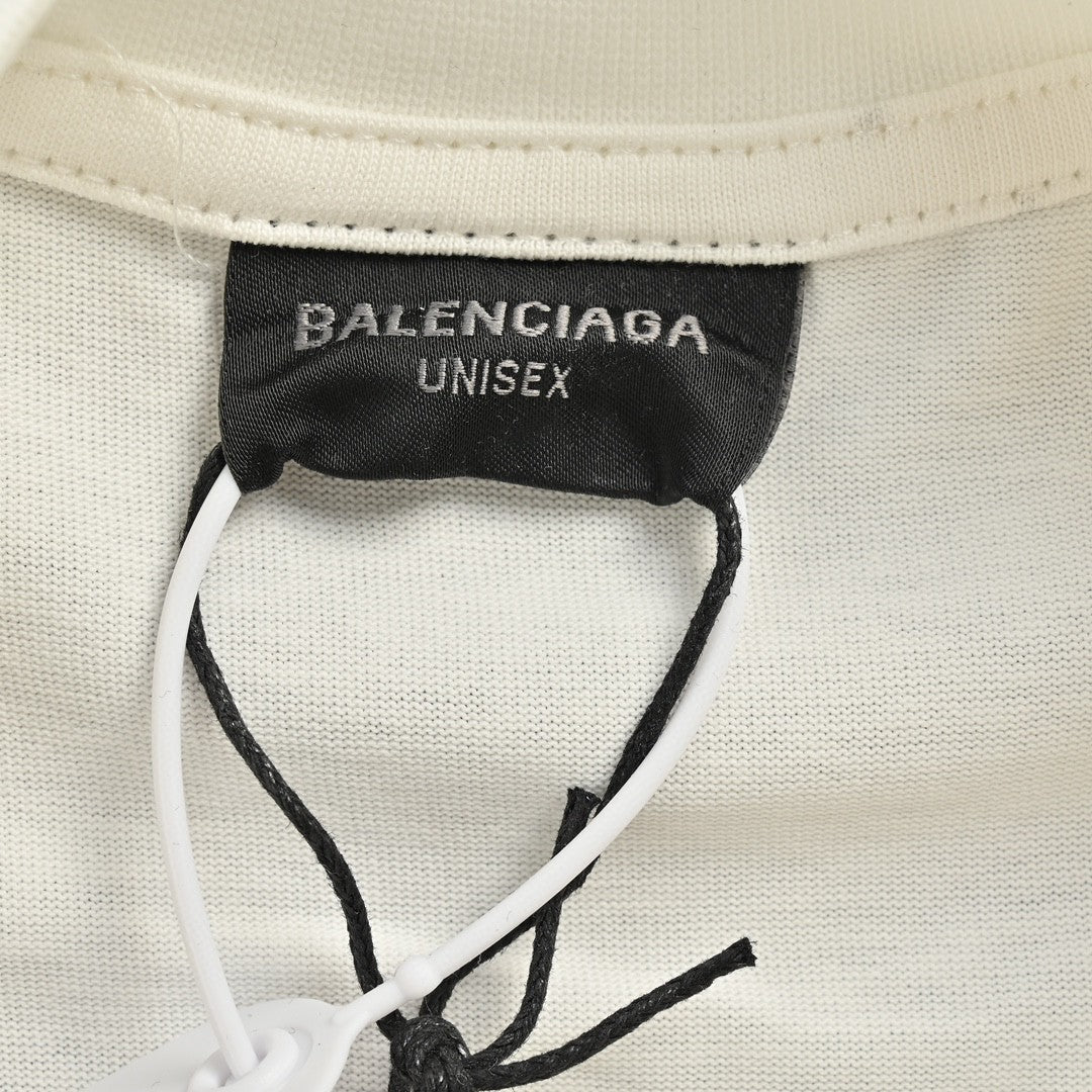 T-shirt Balenciaga à logo craquelé (blanc)