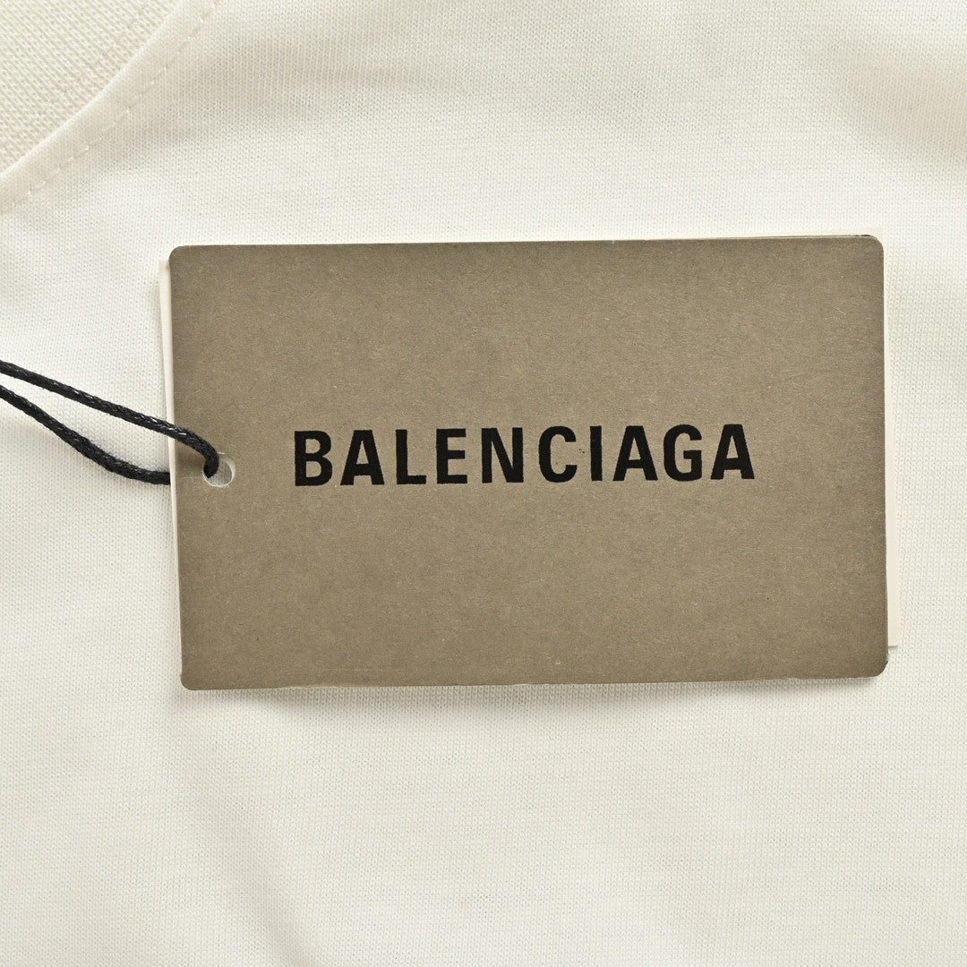 T-shirt Balenciaga à logo craquelé (blanc)